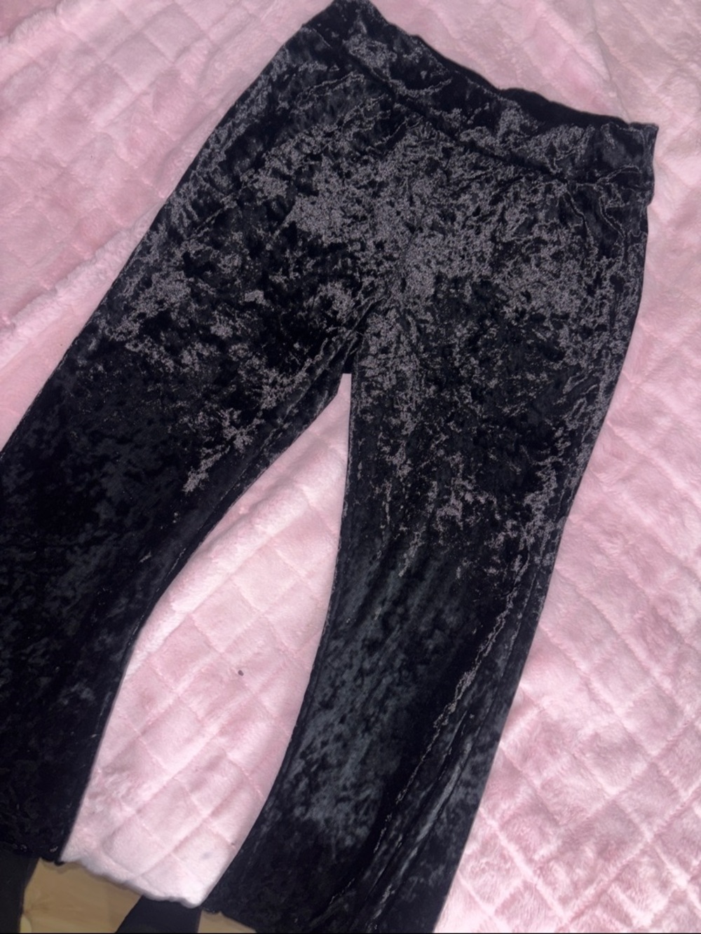 Womens Black Velvet flared leggings
